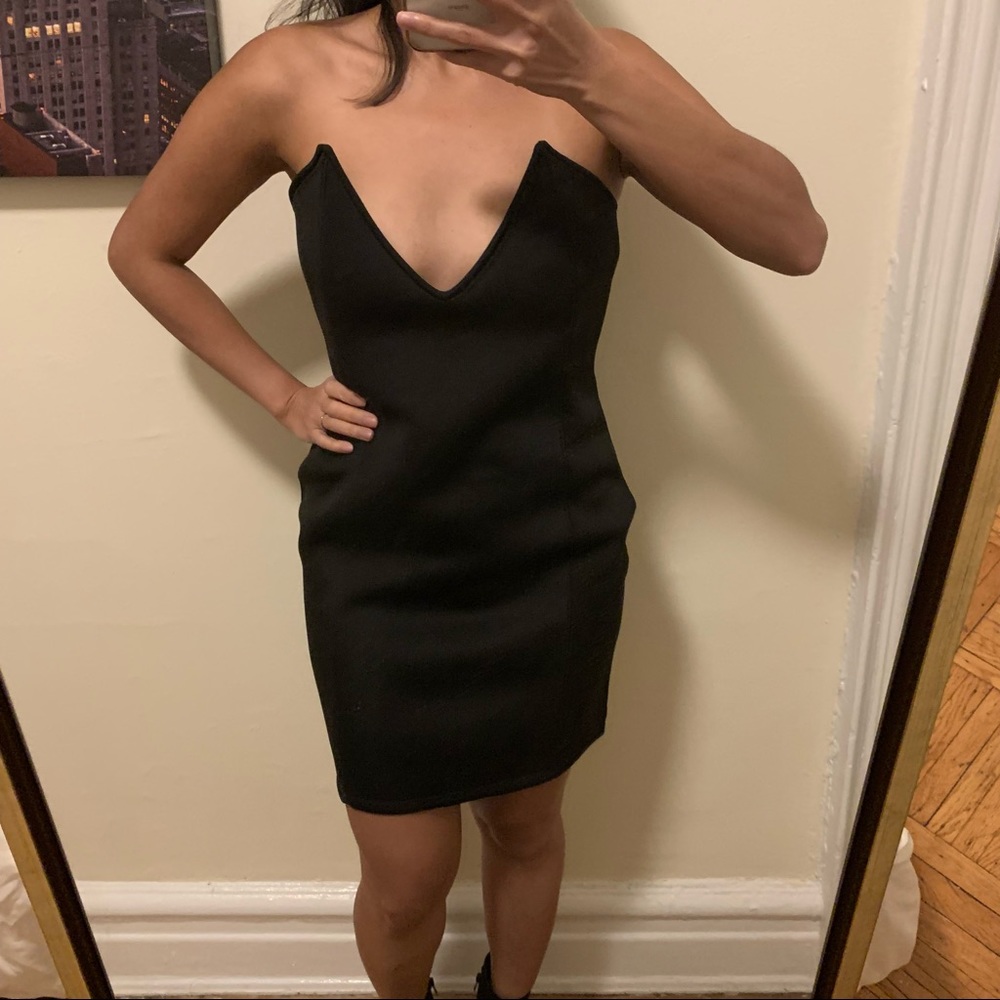 Boohoo Black Strapless Party Mini Dress.